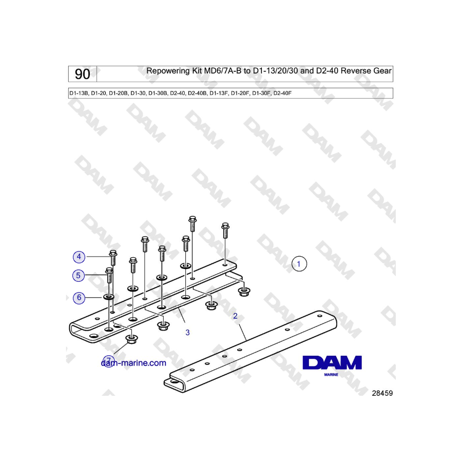 Volvo Penta  D2-40, D2-40B, D2-40F - Repowering Kit MD6/7A-B to D1-13/20/30 and D2-40 Reverse Gear