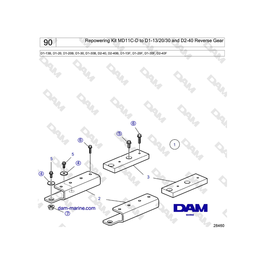 Volvo Penta D2-40, D2-40B, D2-40F - Repowering Kit MD11C-D to D1-13/20/30 and D2-40 Reverse Gear