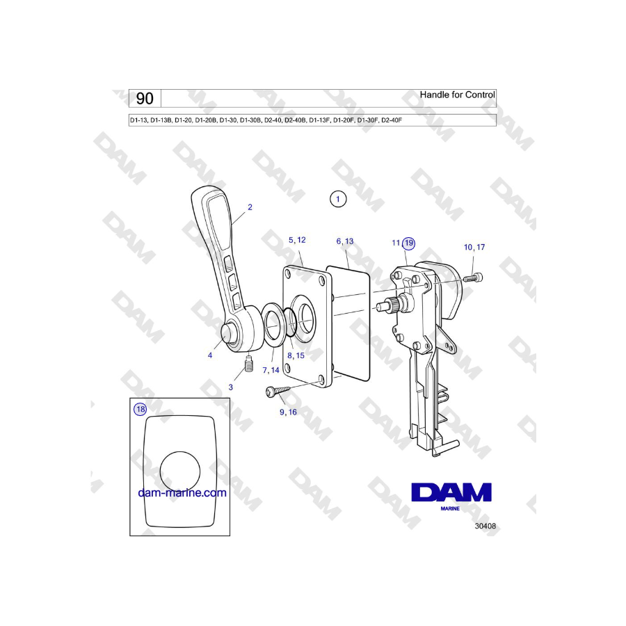 Volvo Penta D2-40, D2-40B, D2-40F - Handle for Control