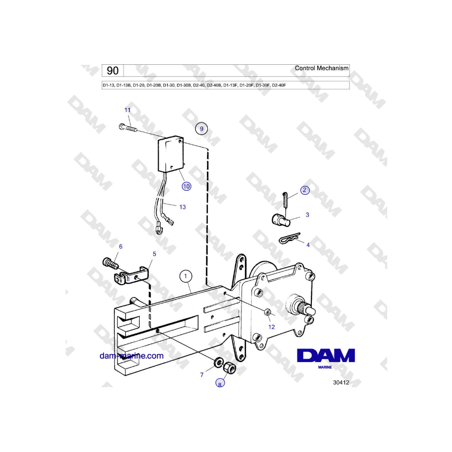 Volvo Penta D2-40, D2-40B, D2-40F - Control Mechanism