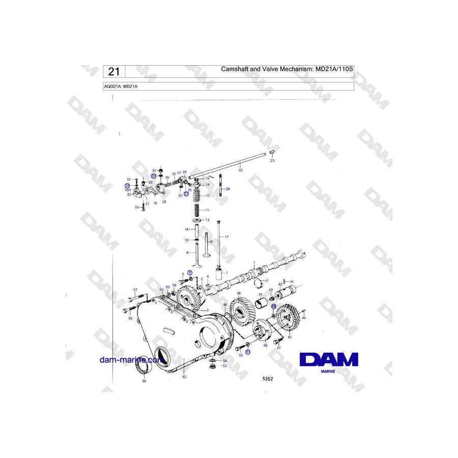 Volvo Penta MD21A - Camshaft and Valve Mechanism