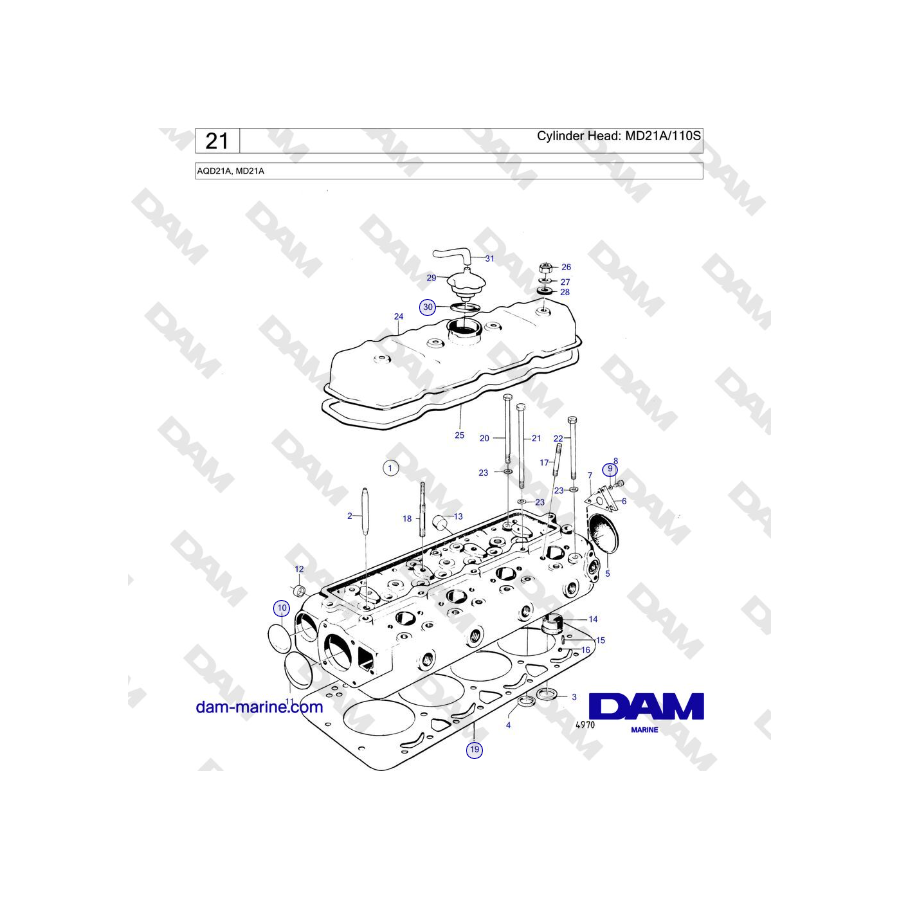 Volvo Penta MD21A - Cylinder Head: MD21A/110S