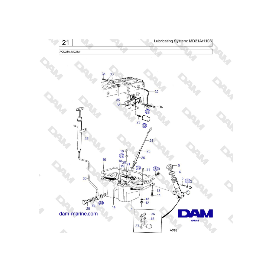 Volvo Penta MD21A - Lubricating System: MD21A/110S