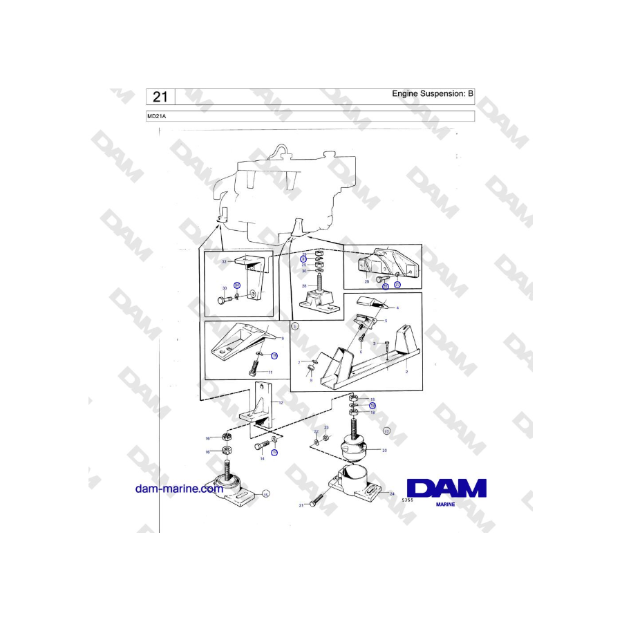 Volvo Penta MD21A - Engine Suspension: B