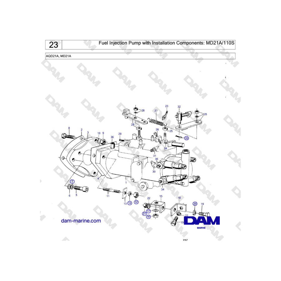 Volvo Penta MD21A - Fuel Injection Pump with Installation Components: MD21A/110S