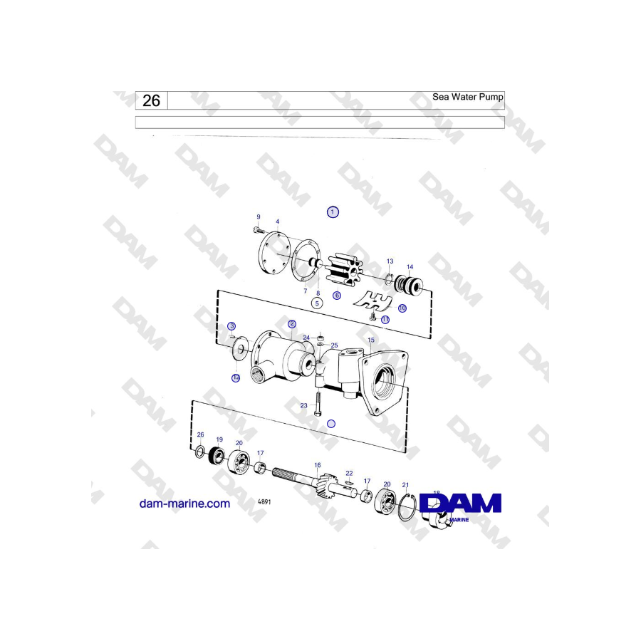 Volvo Penta MD21A - Sea Water Pump with Installation Components