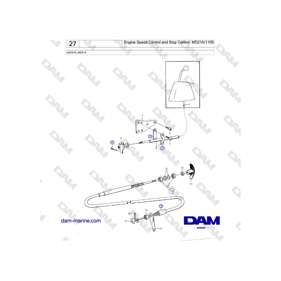 Volvo Penta MD21A - Engine Speed Control and Stop Control: MD21A/110S