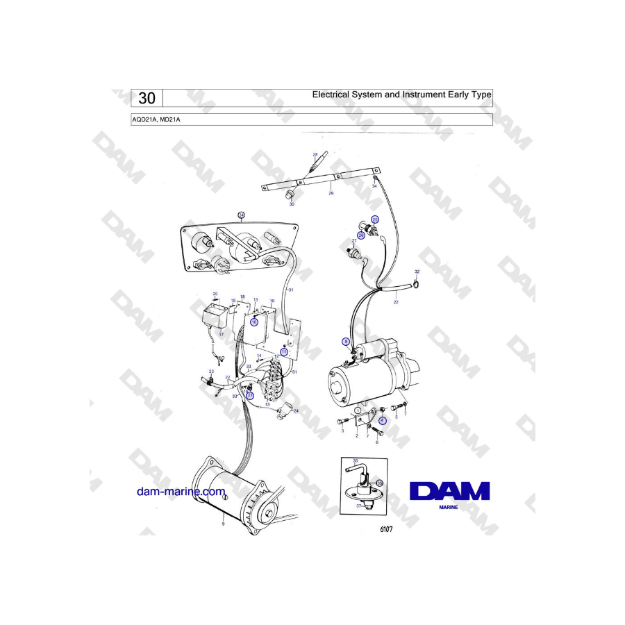 Volvo Penta MD21A - Electrical System and Instrument Early Type