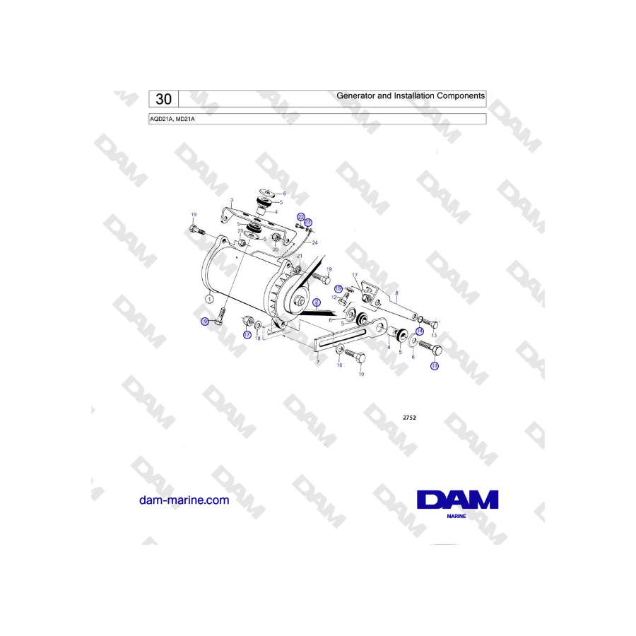 Volvo Penta MD21A - Generator and Installation Components