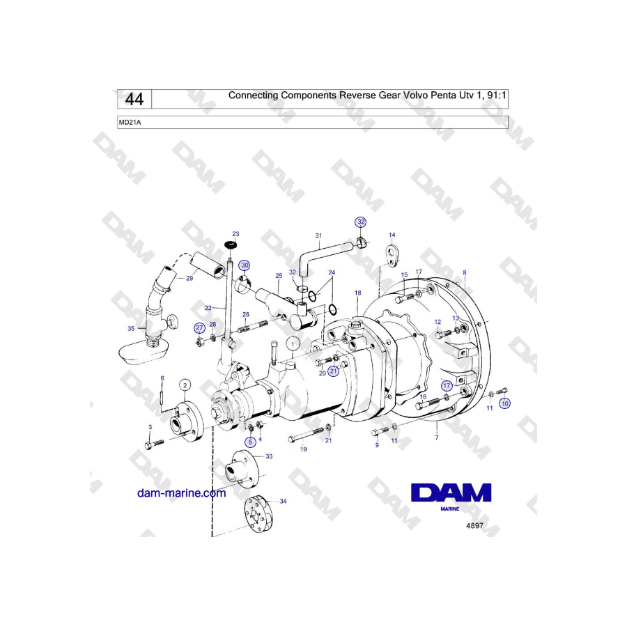 Volvo Penta MD21A - Connecting Components Reverse Gear Volvo Penta Utv 1, 91:1