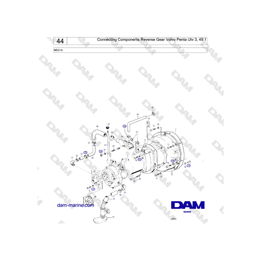 Volvo Penta MD21A - Connecting Components Reverse Gear Volvo Penta Utv 3, 49:1