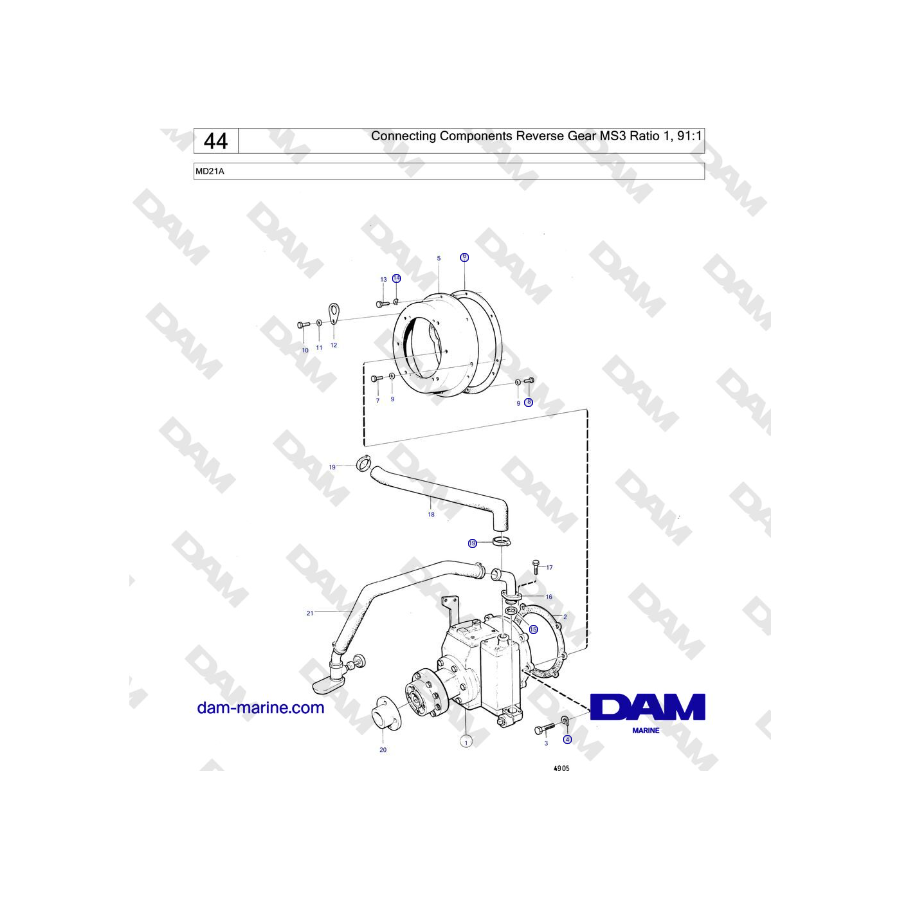 Volvo Penta MD21A - Connecting Components Reverse Gear MS3 Ratio 1, 91:1