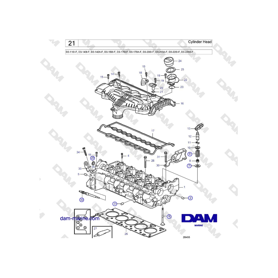 Volvo Penta D3-220A-F - Cylinder Head