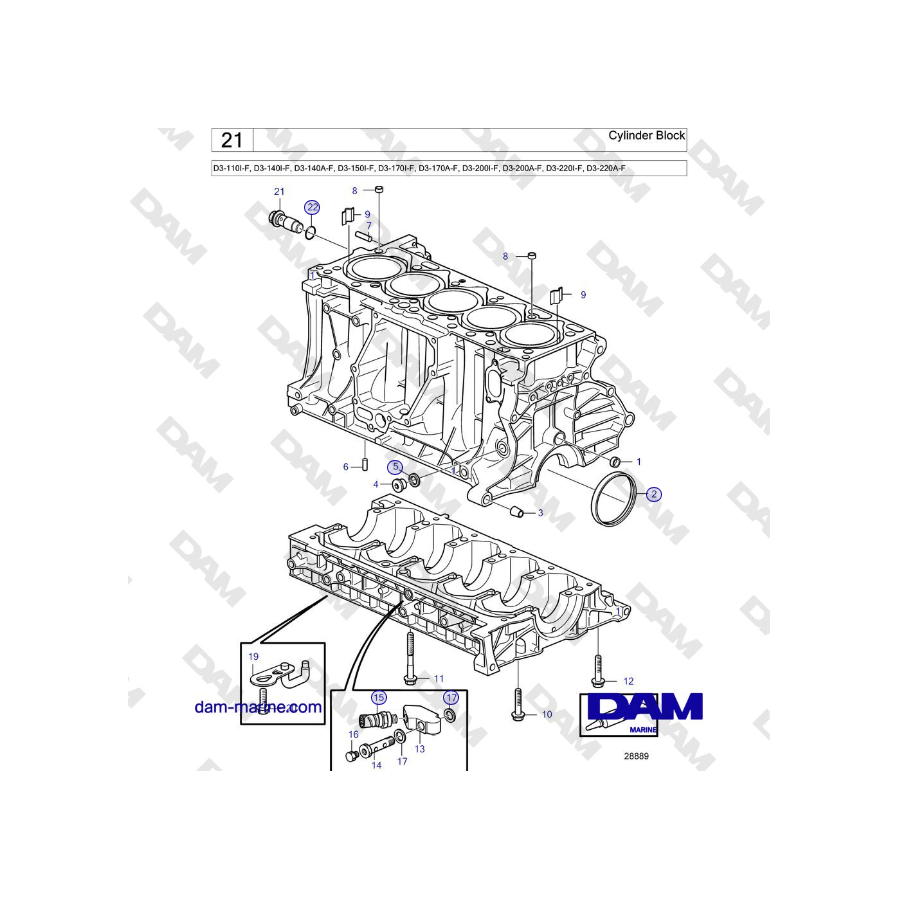 Volvo Penta D3-220A-F - Cylinder Block