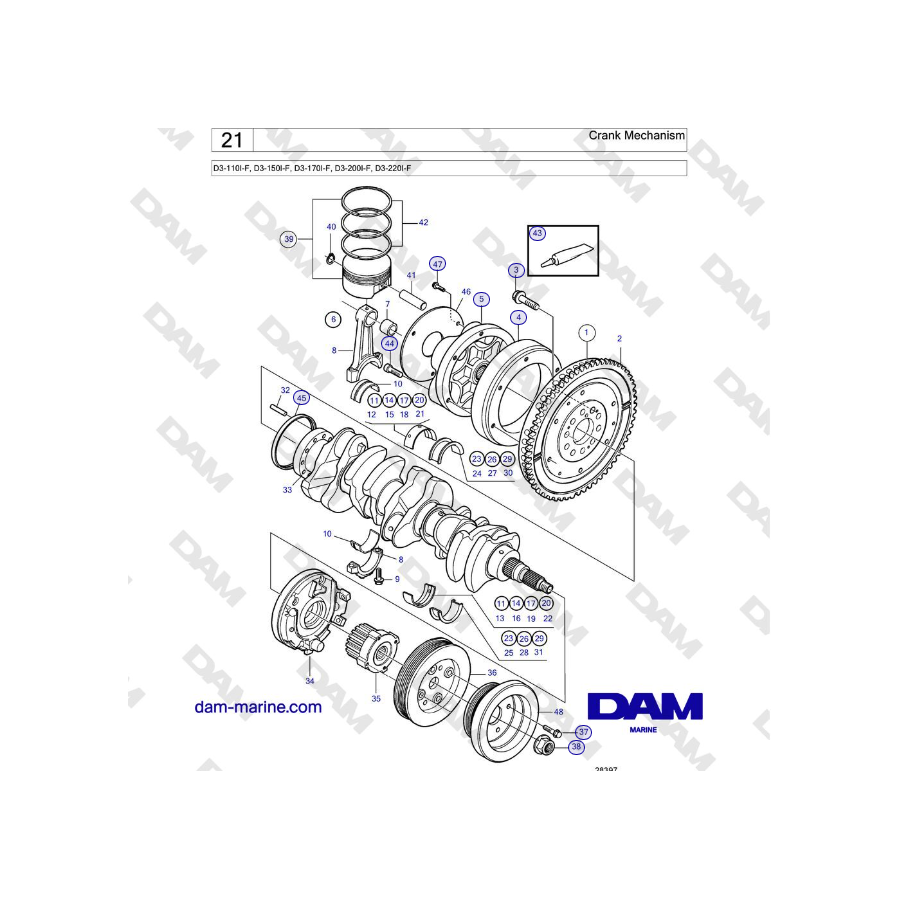 Volvo Penta D3-220A-F - Crank Mechanism