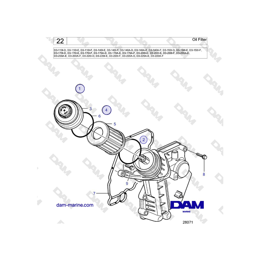 Volvo Penta D3-220A-F - Oil Filter