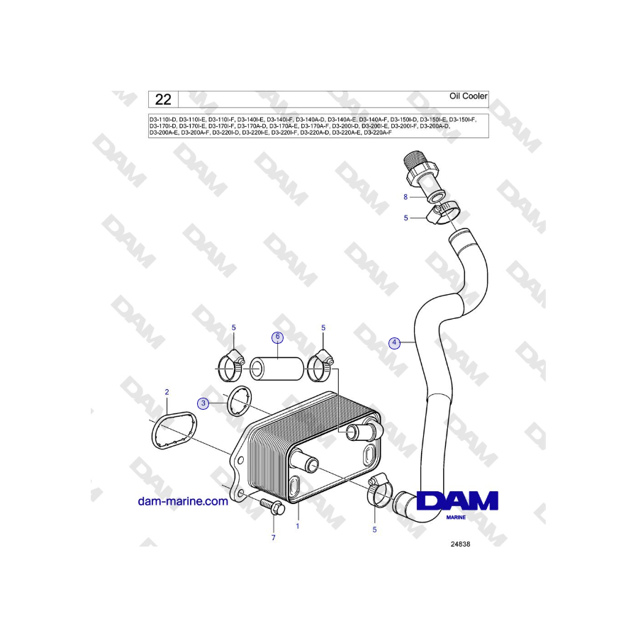 Volvo Penta D3-220A-F - Oil Cooler