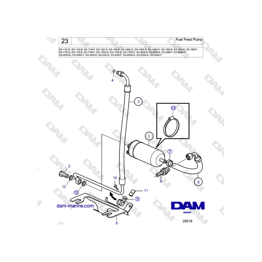 Volvo Penta D3-220A-F - Fuel Feed Pump