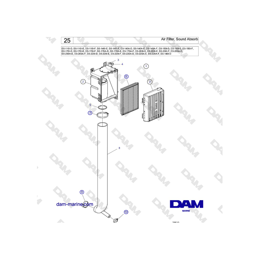 Volvo Penta D3-220A-F - Air Filter, Sound Absorb