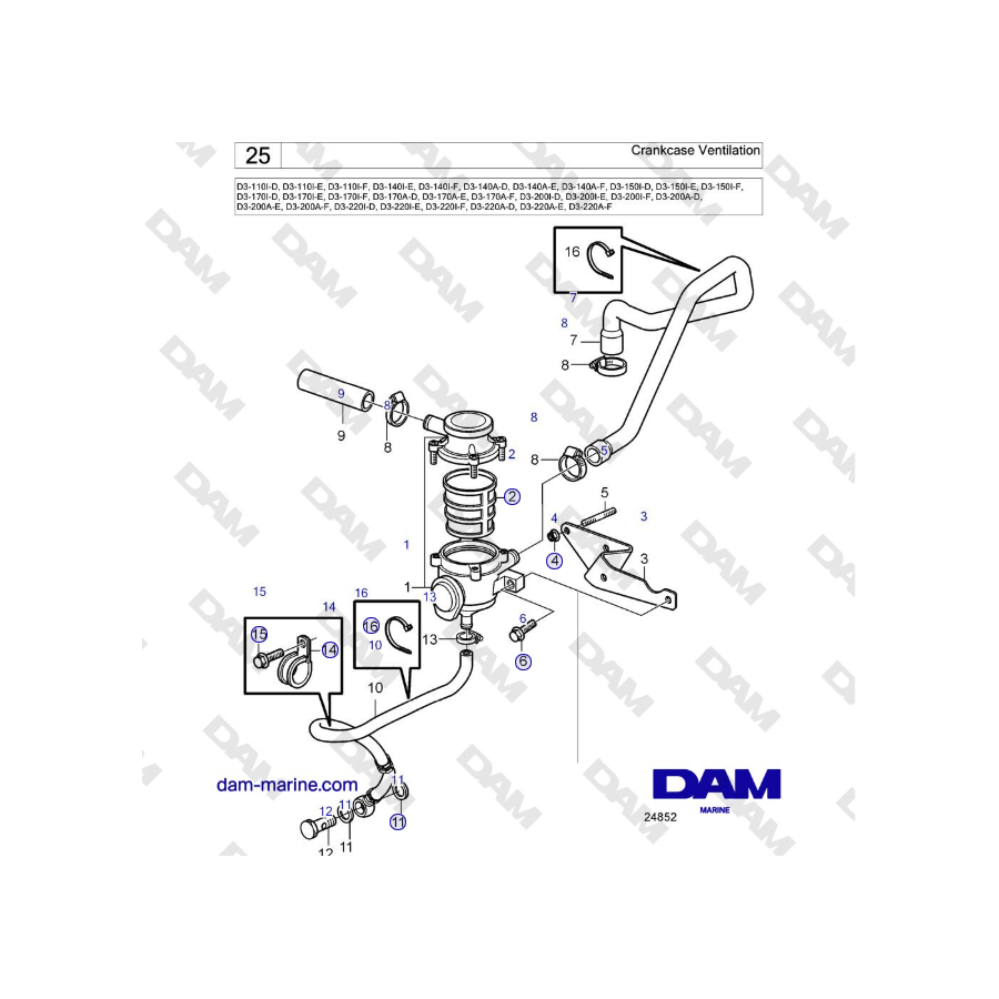 Volvo Penta D3-220A-F - Crankcase Ventilation