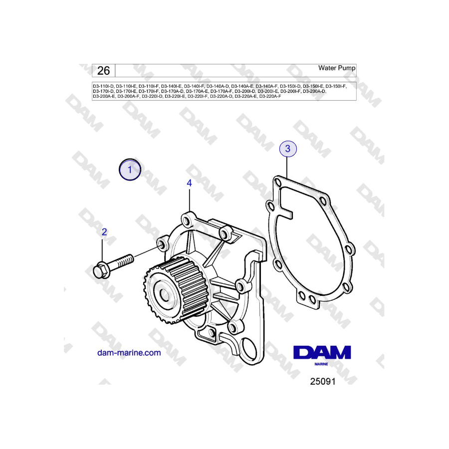 Volvo Penta D3-220A-F - Water Pump