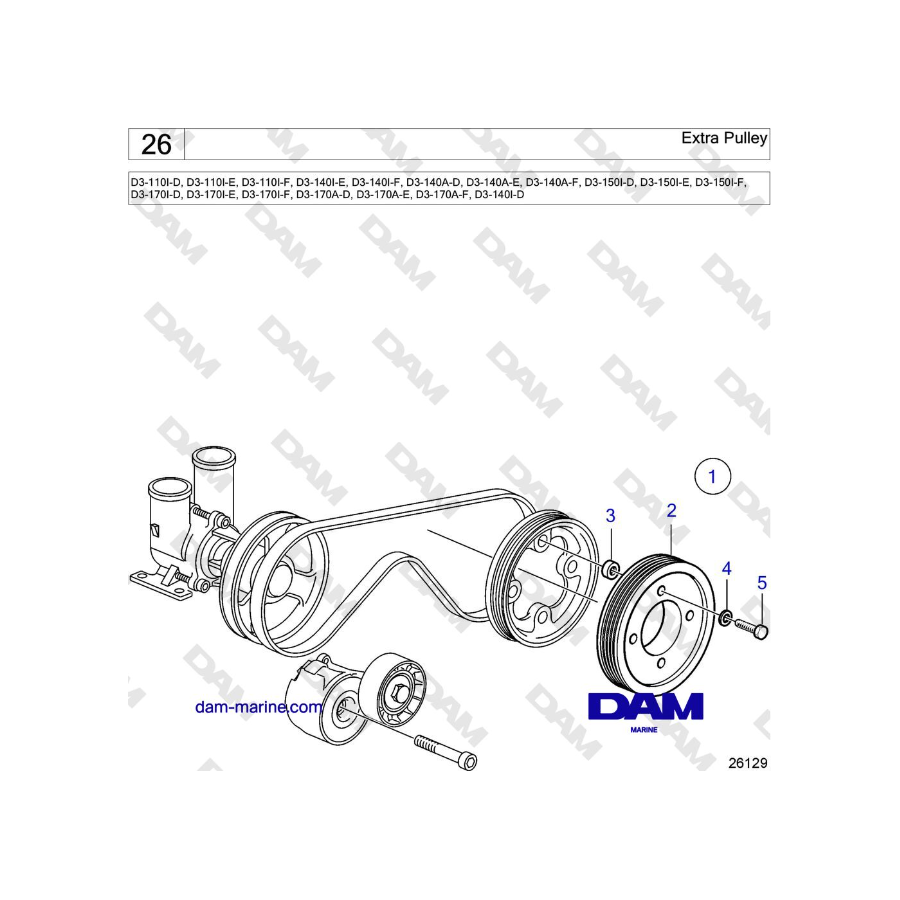 Volvo Penta D3-220A-F - Extra Pulley