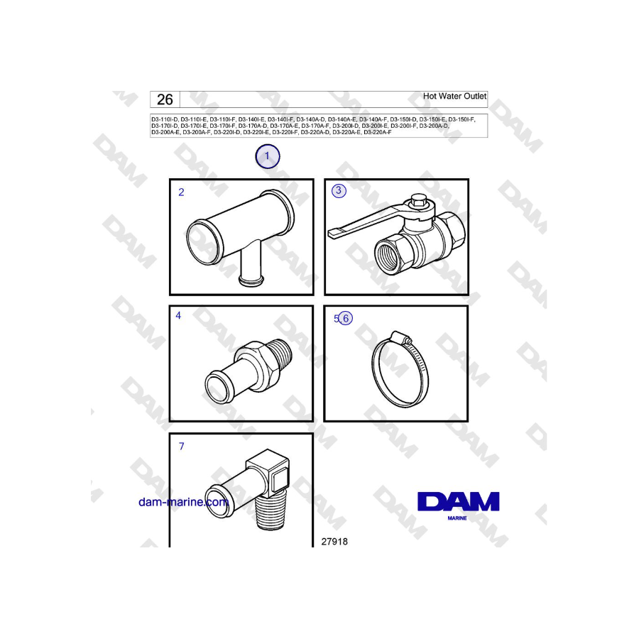 Volvo Penta D3-220A-F - Hot Water Outlet