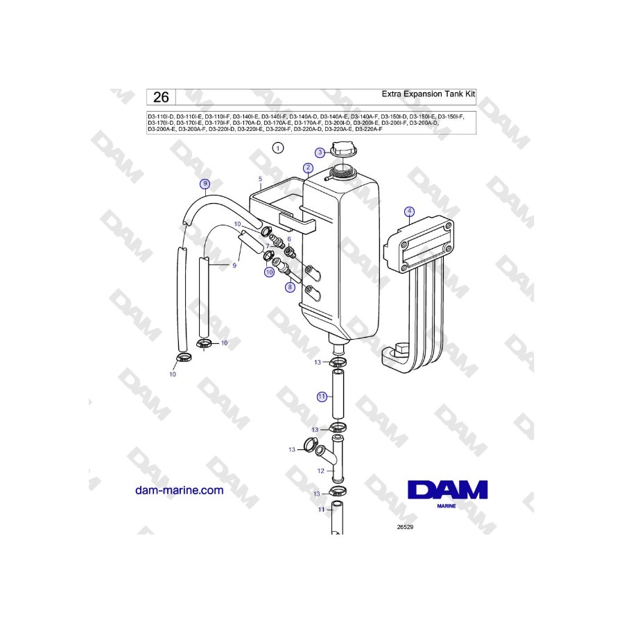 Volvo Penta D3-220A-F - Extra Expansion Tank Kit