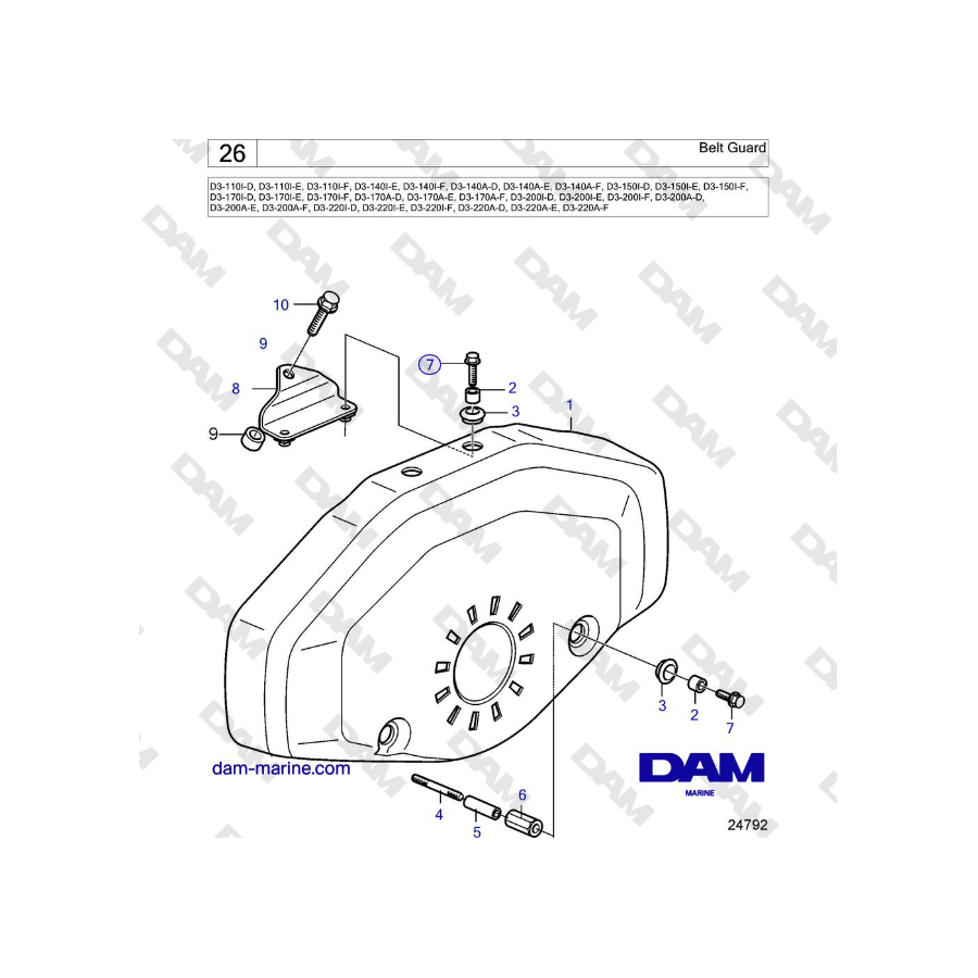 Volvo Penta D3-220A-F - Belt Guard