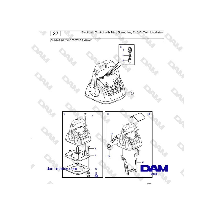 Volvo Penta D3-220A-F - Electronic Control with Trim, Sterndrive, EVC-D, Twin Installation