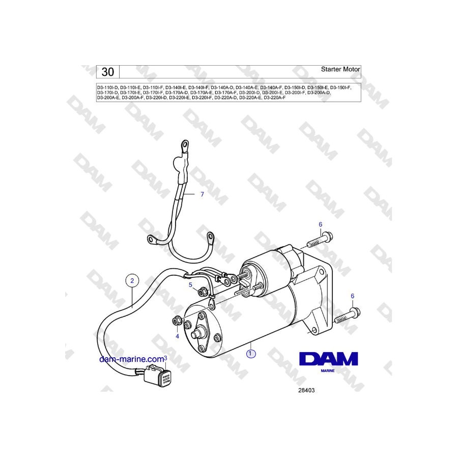 Volvo Penta D3-220A-F - Starter Motor