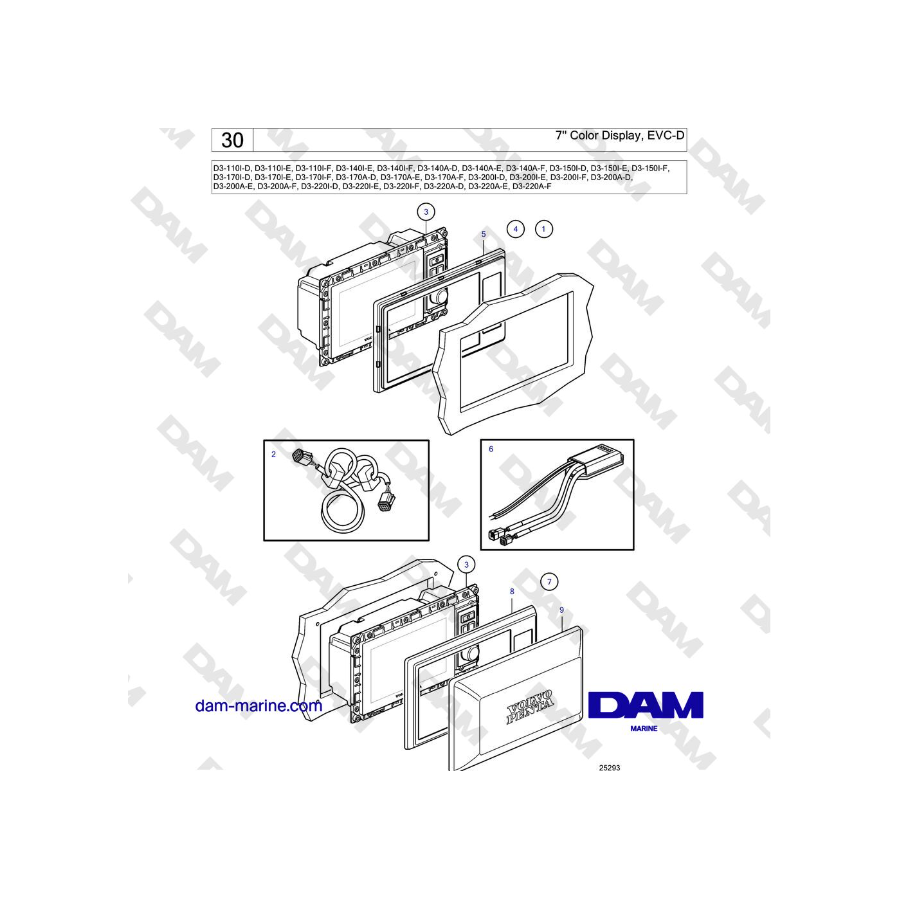 Volvo Penta D3-220A-F - 7'' Color Display, EVC-D