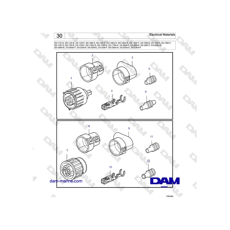 Volvo Penta D3-220A-F - Electrical Materials