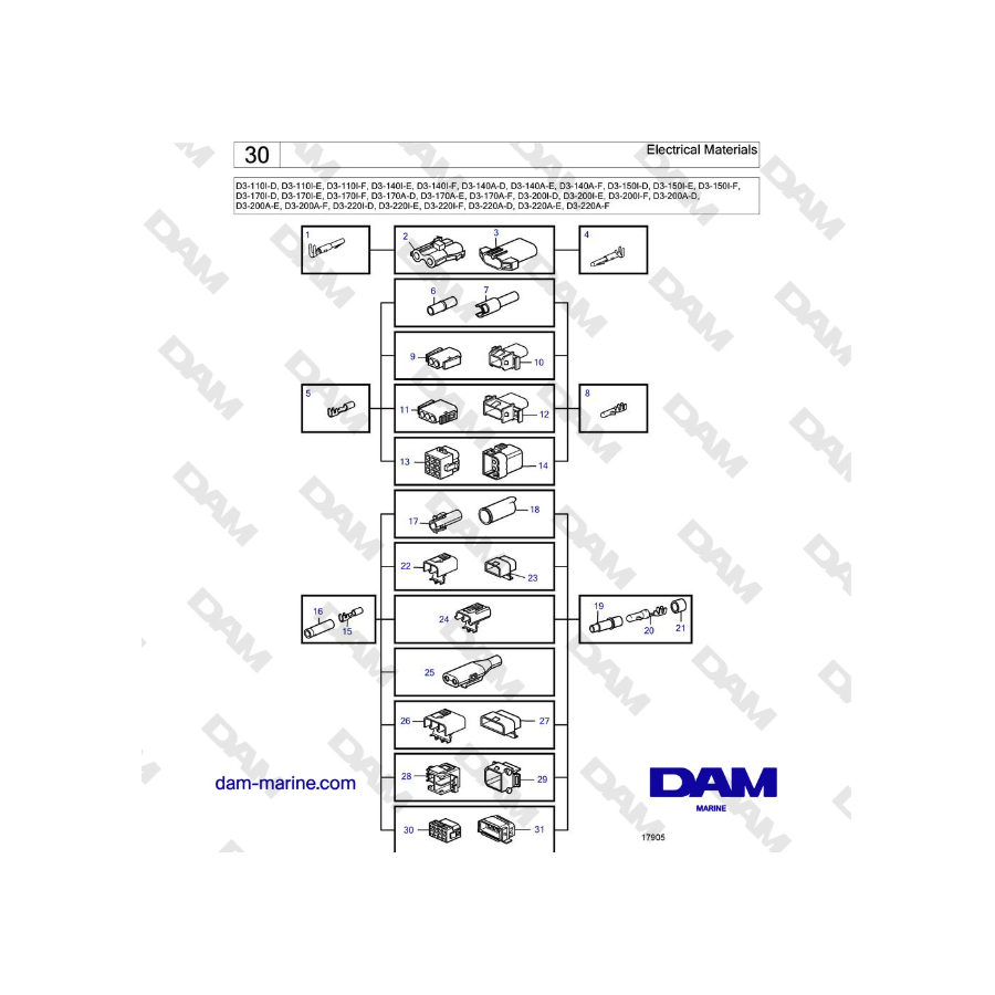 Volvo Penta D3-220A-F - Electrical Materials 