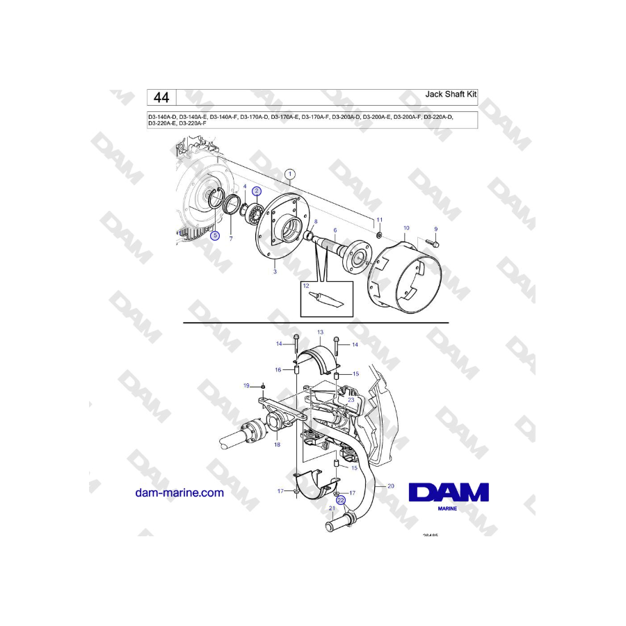 Volvo Penta D3-220A-F - Jack Shaft Kit 