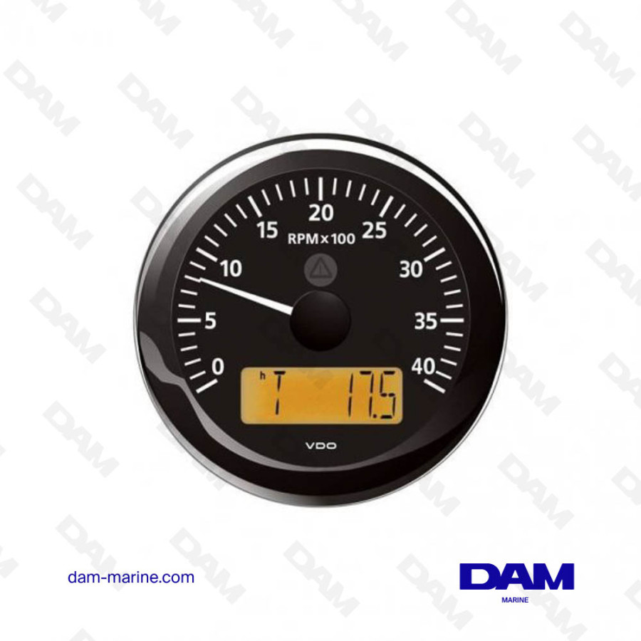 TACH COUNTER VDO 4000 TRS/MIN HORAMETER BLACK