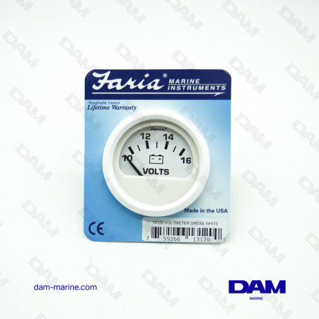 INDICATEUR DE CHARGE VOLTMETRE BLANC 10 - 16 VOLTS