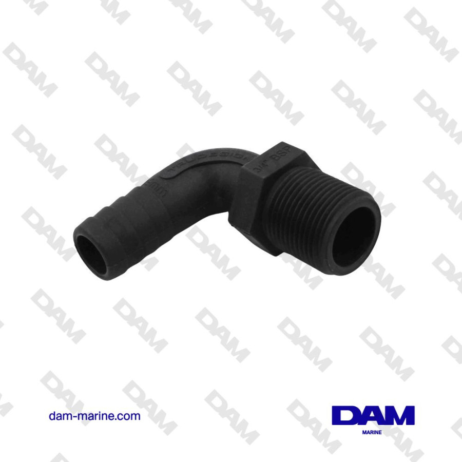 PLASTIC 90° ELBOW WATER FITTING - 3/4 BSP X 19MM