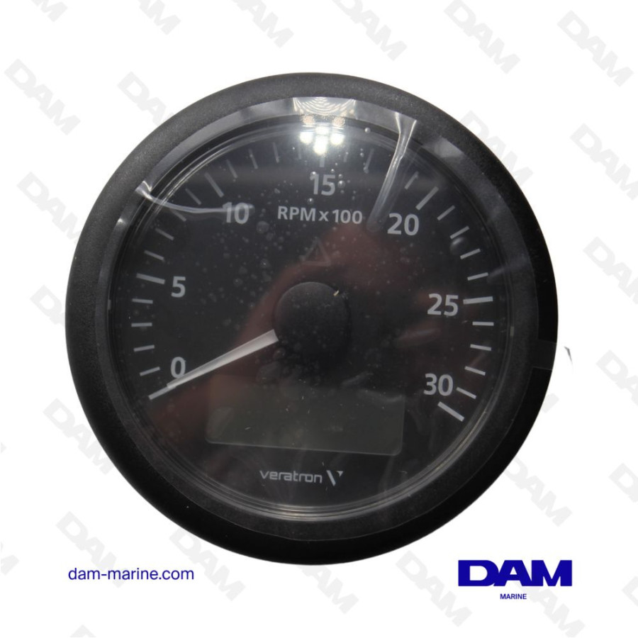 VDO TACH COUNTER 3000 TRS/MIN HORAMETER BLACK