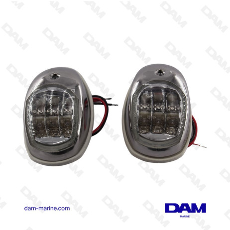 SET OF STAINLESS STEEL NAVIGATION LIGHTS PORT + STARBOARD