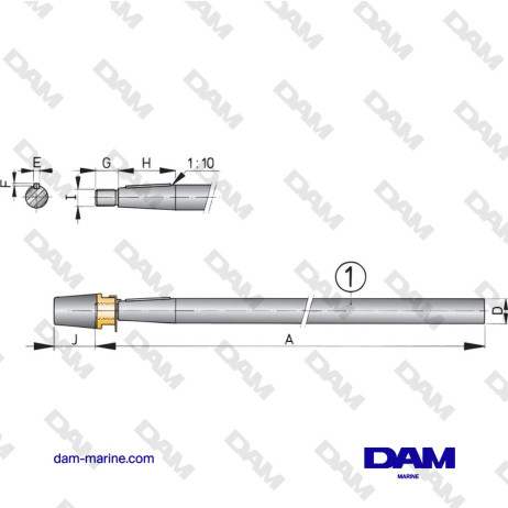 ARBRE HELICE INOX VETUS DIAMETRE 25MM - 150CM