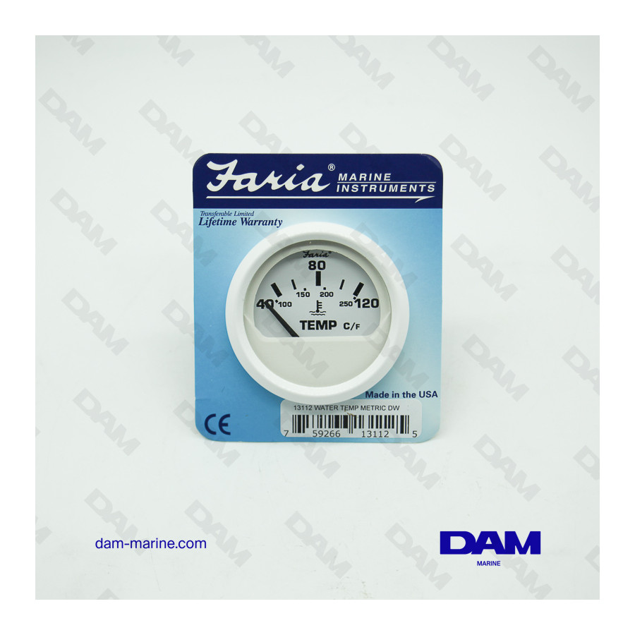 WATER TEMPERATURE GAUGE WHITE F-C°