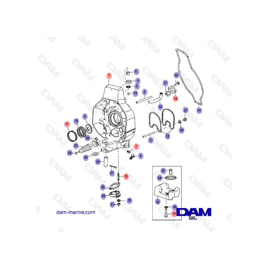 Vue éclatée mercruiser platine extérieure