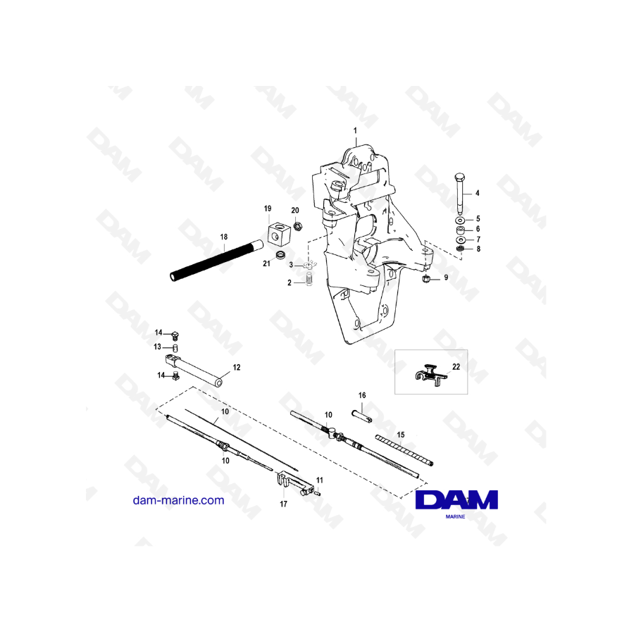 Vue éclatée embase Mercruiser Alpha One G2 Platines intérieures