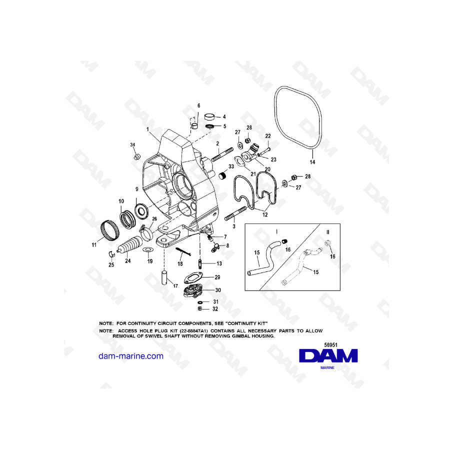 Vue éclatée Platine extérieure d'embase Bravo 1 Mercruiser