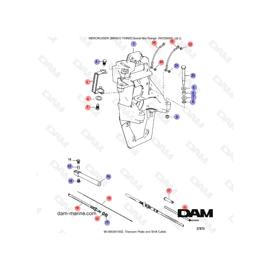 Vue éclatée Platine intérieure Mercruiser Bravo 3 (III)