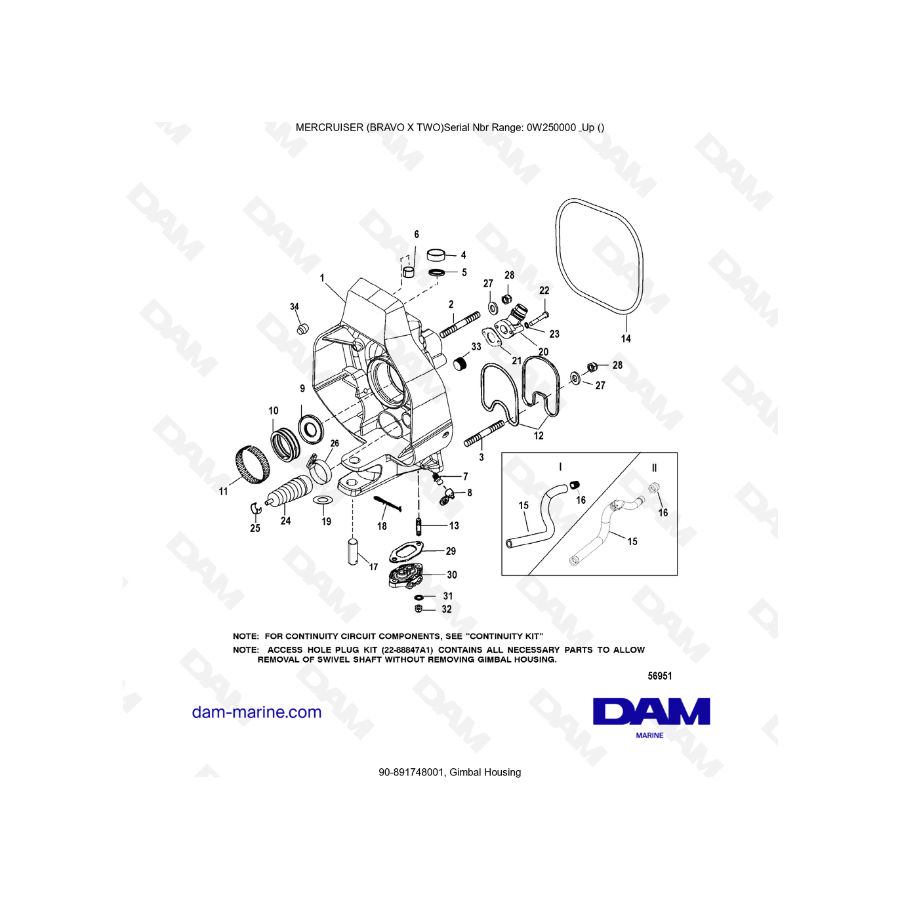 Vue éclatée Platine extérieure embase Mercruiser Bravo X 2