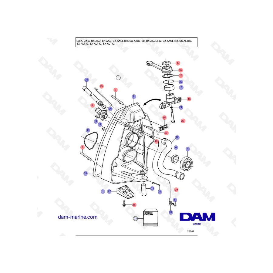 Platine extérieure Embase Volvo Penta SX-A