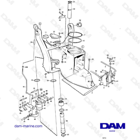 Vue éclatée Carter intermédiaire embase Volvo Penta 280