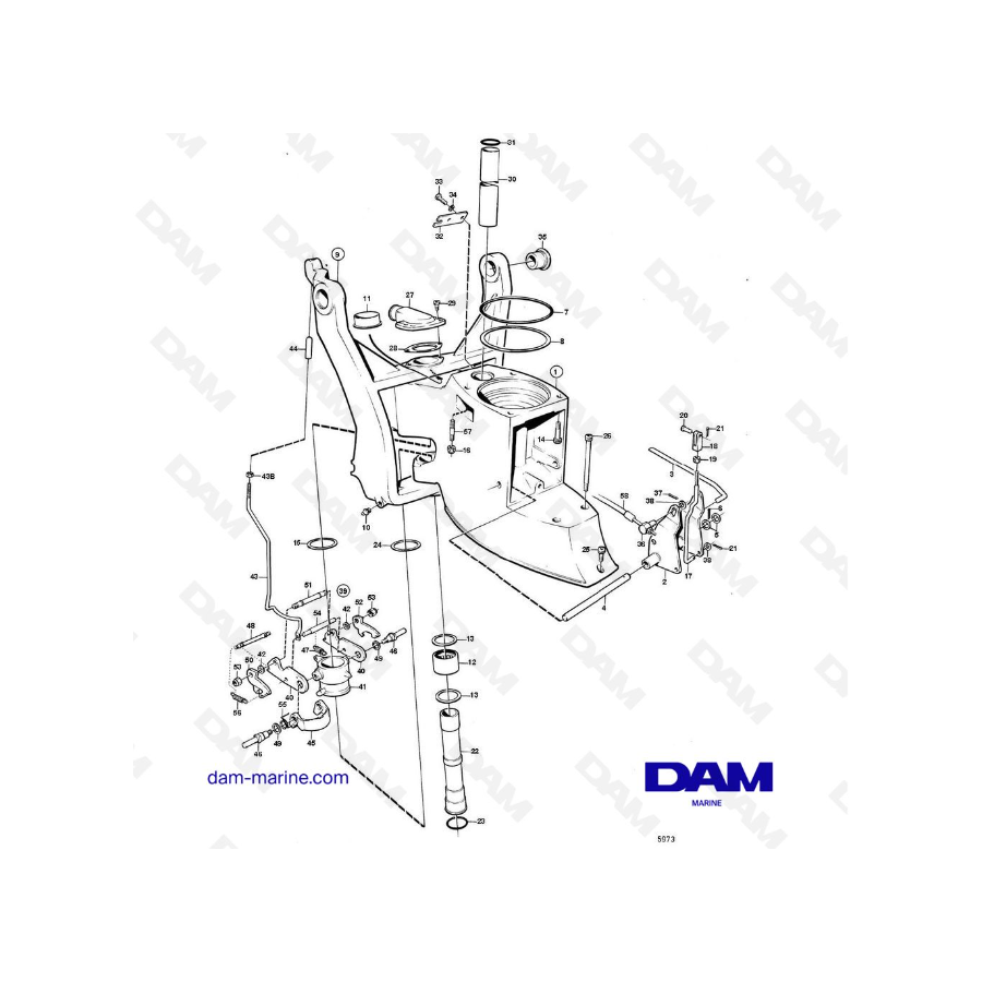 Vue éclatée Carter intermédiaire embase Volvo Penta 280